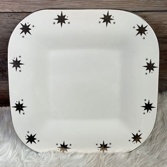 Bath and Body Works Holiday Serving Plate, Vintage 1999, White w/Stars 11 1/2” - Picture 2 of 6